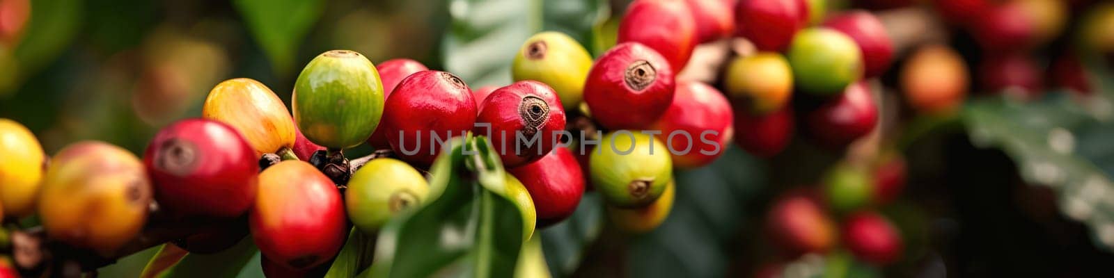 Raw coffee beans background. Generative AI image
