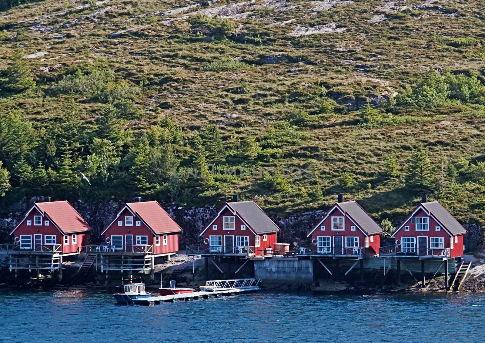 small typical houses for angler in Bessaker, Norway