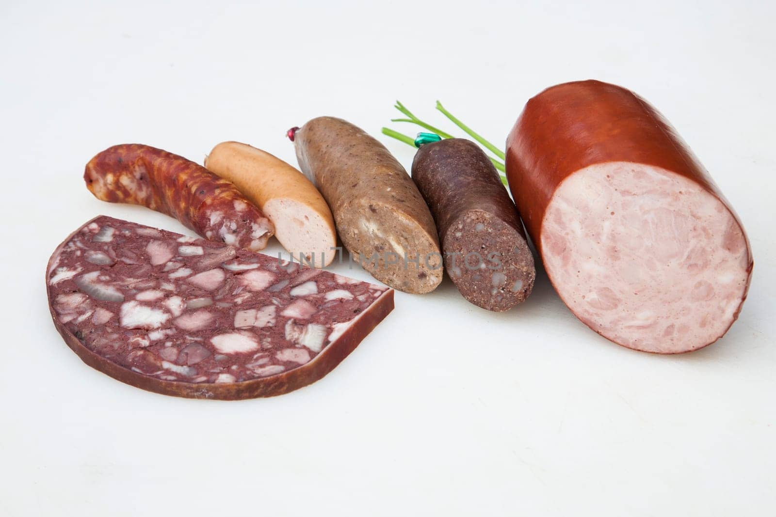 delicious sausages handmade by the butcher with traditional recipe