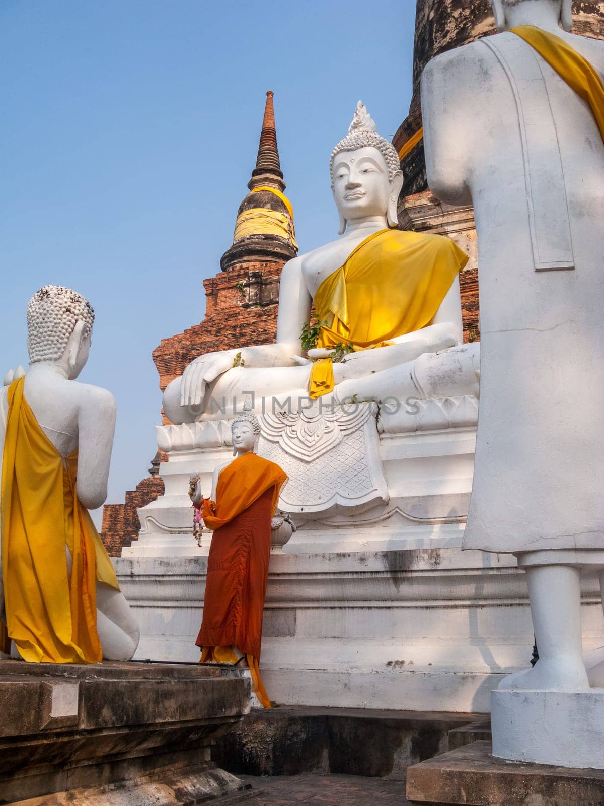 Prayer group statues, Wat Yai Chai Mongkol, Ayutthaya, Thailand