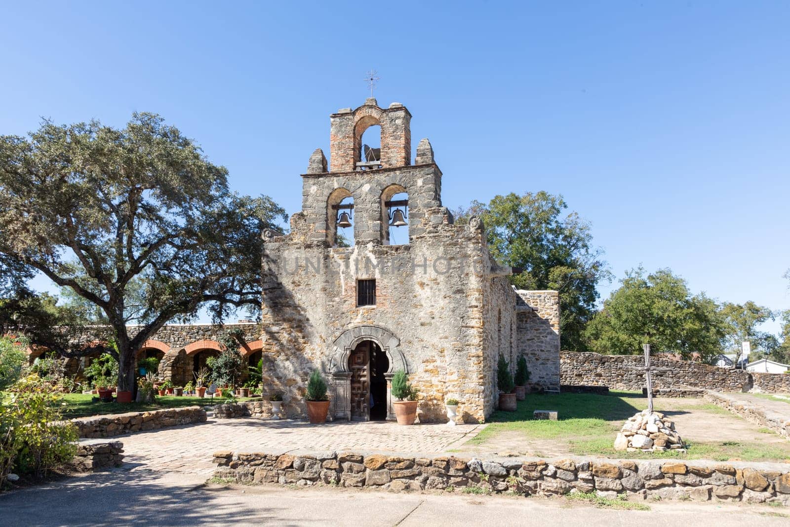 view to mission Espada at San Antonio mission trail