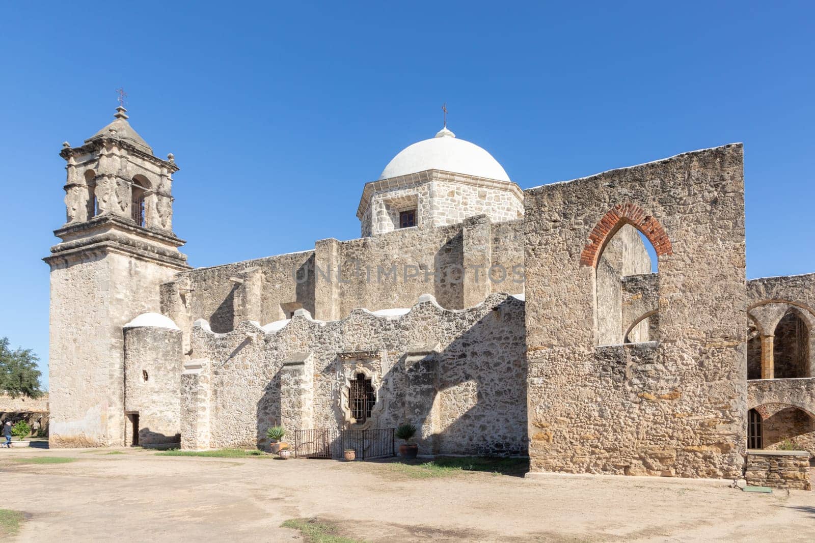 view to historic mission conception at San Antonio mission trail, an Unesco world heritage site.