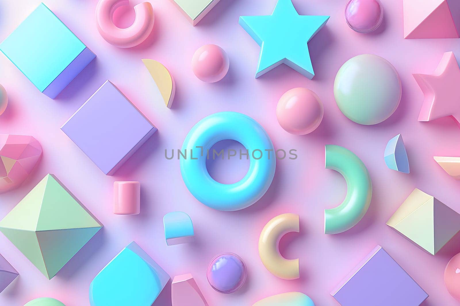 Pastel colored shapes background. Neural network generated in January 2024. Not based on any actual scene or pattern.