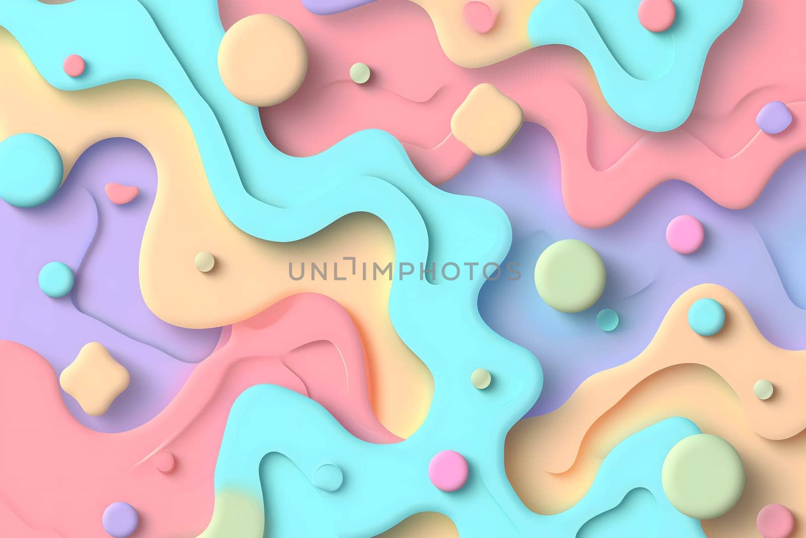 Pastel colored shapes background. Neural network generated in January 2024. Not based on any actual scene or pattern.