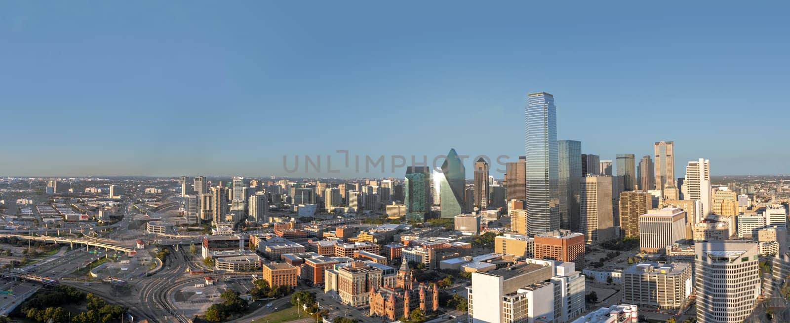 scenic skyline in late afternoon in Dallas without logos, Texas, USA