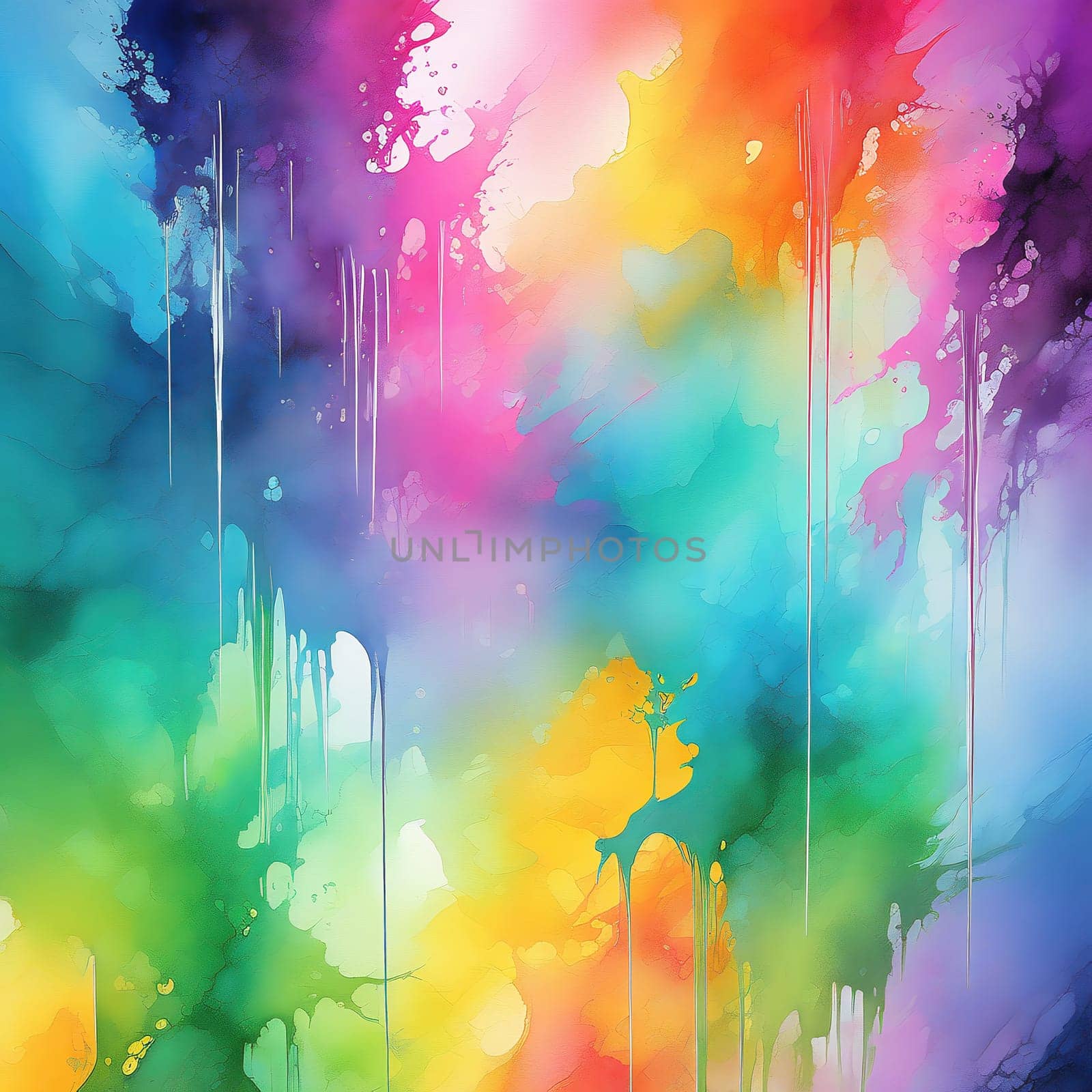 Washed-out watercolors as a background. Bright colors that run. Colorful splashes of color. AI generated image