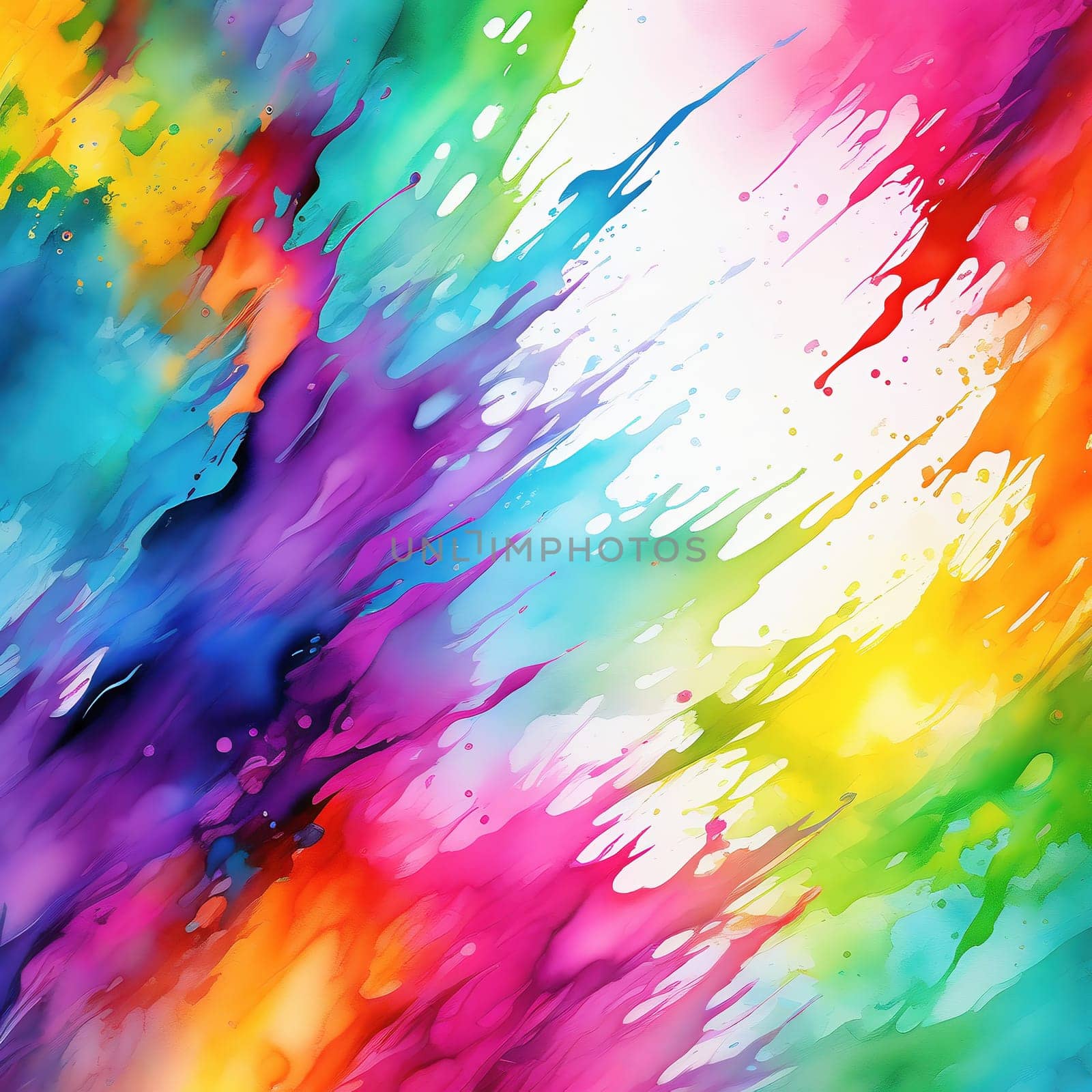 Washed-out watercolors as a background. Bright colors that run. Colorful splashes of color. AI generated image