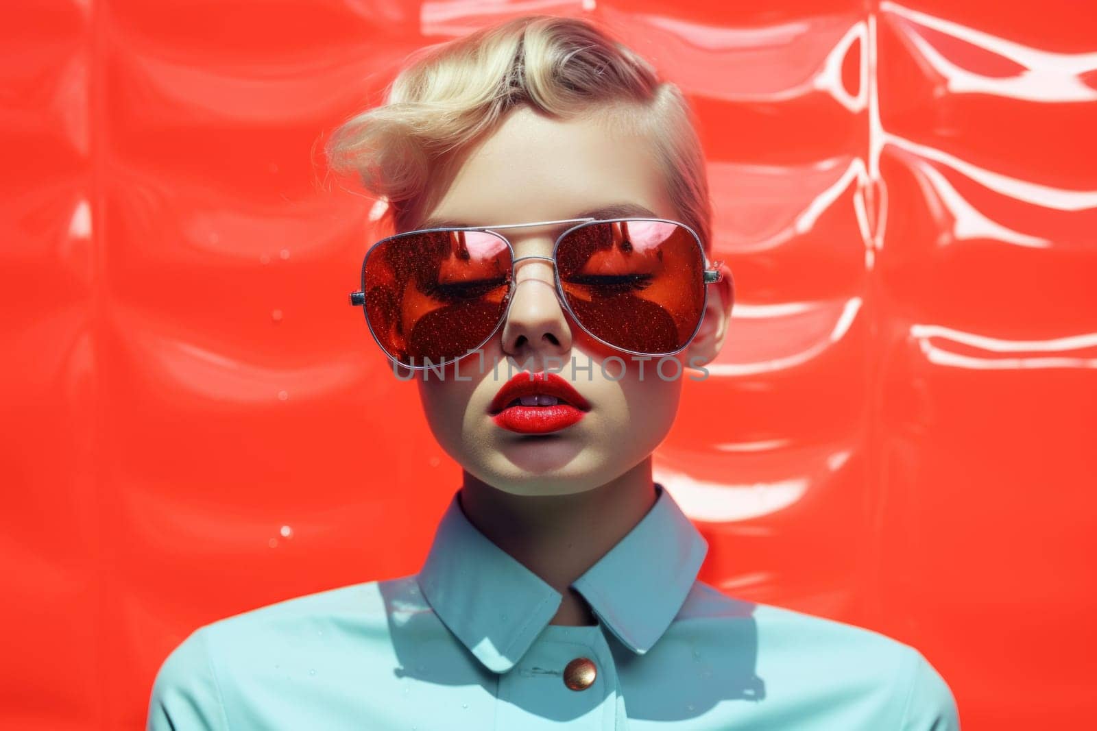 Female model photography in neon pop style. Stylish modern woman. Generate ai