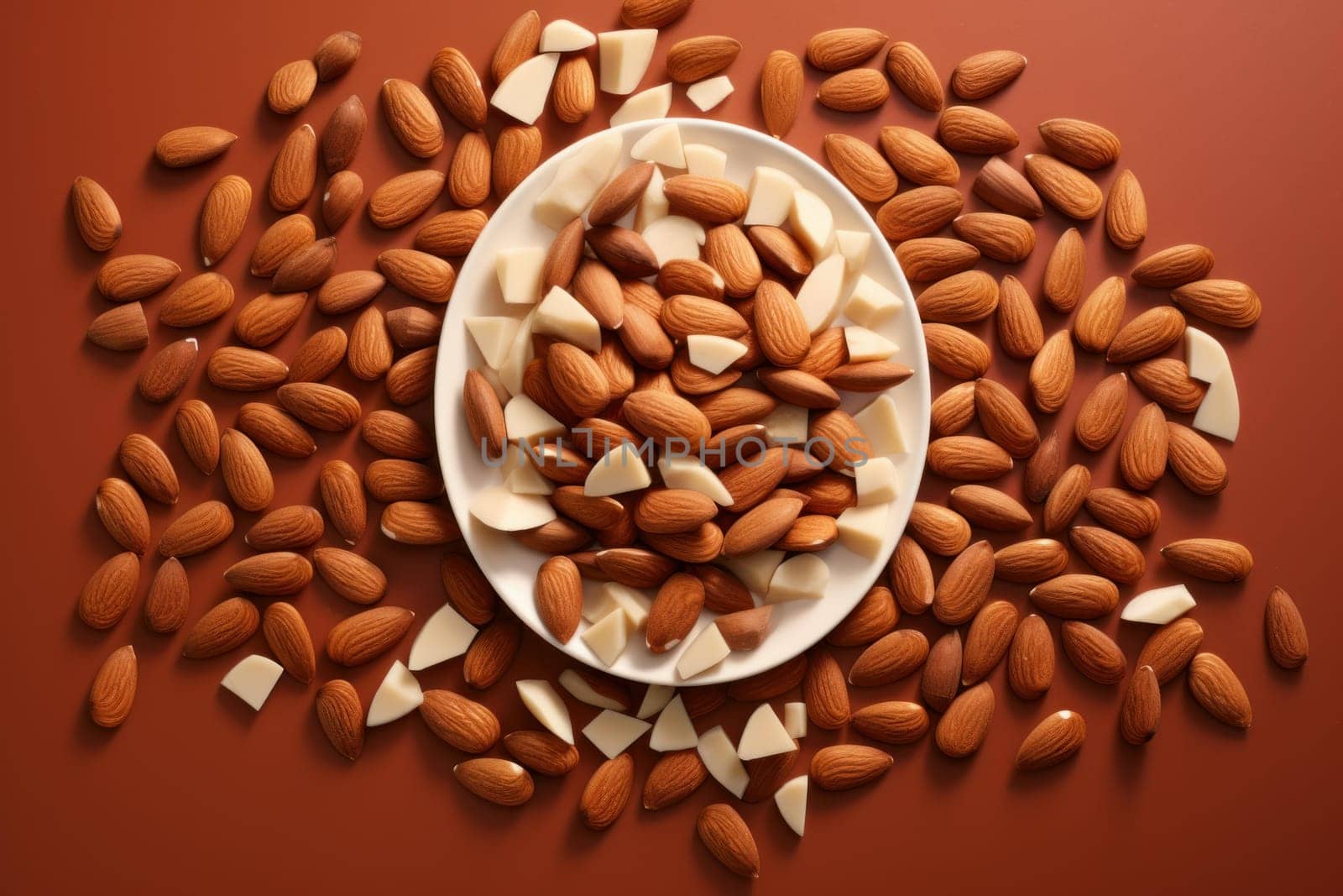 Nutritious Pieces almonds. Healthy nut piece. Generate Ai