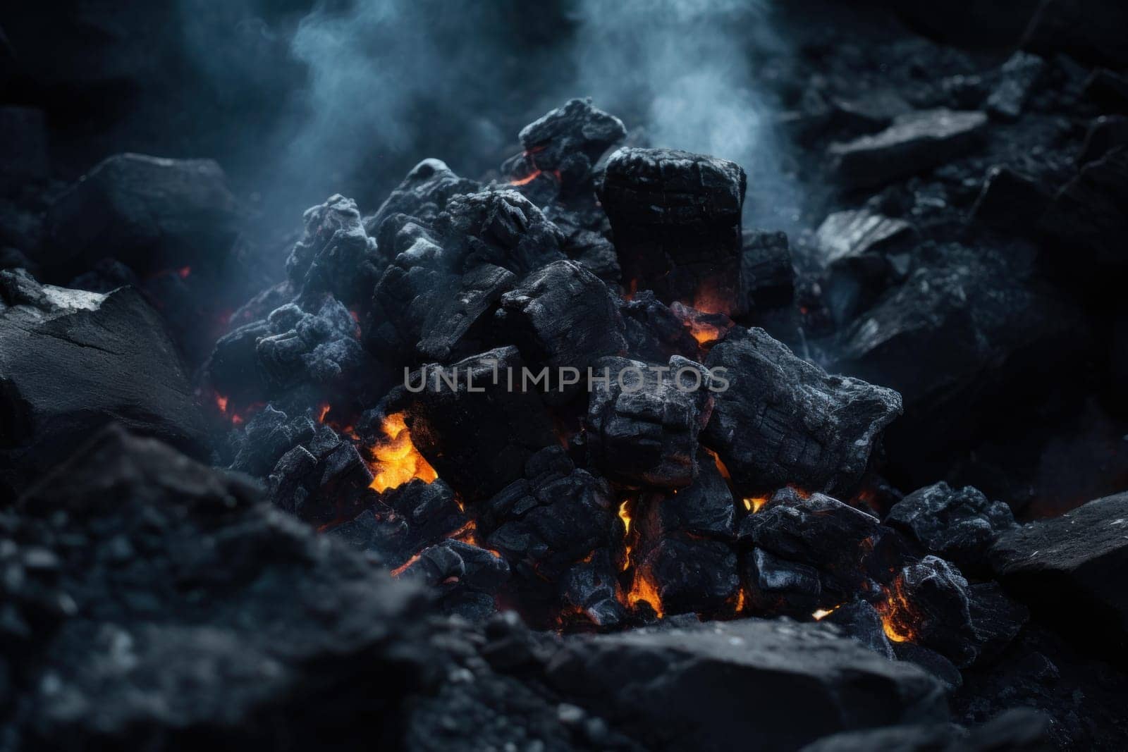 Hot Piece smoldering coal. Energy fuel. Generate Ai
