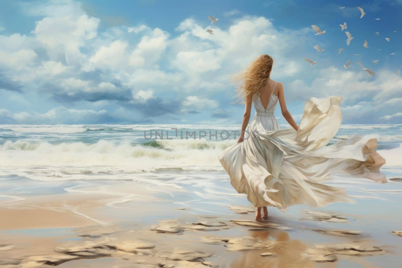 Photography painter beach creative urban. Artistic work street scenic travel. Generate Ai