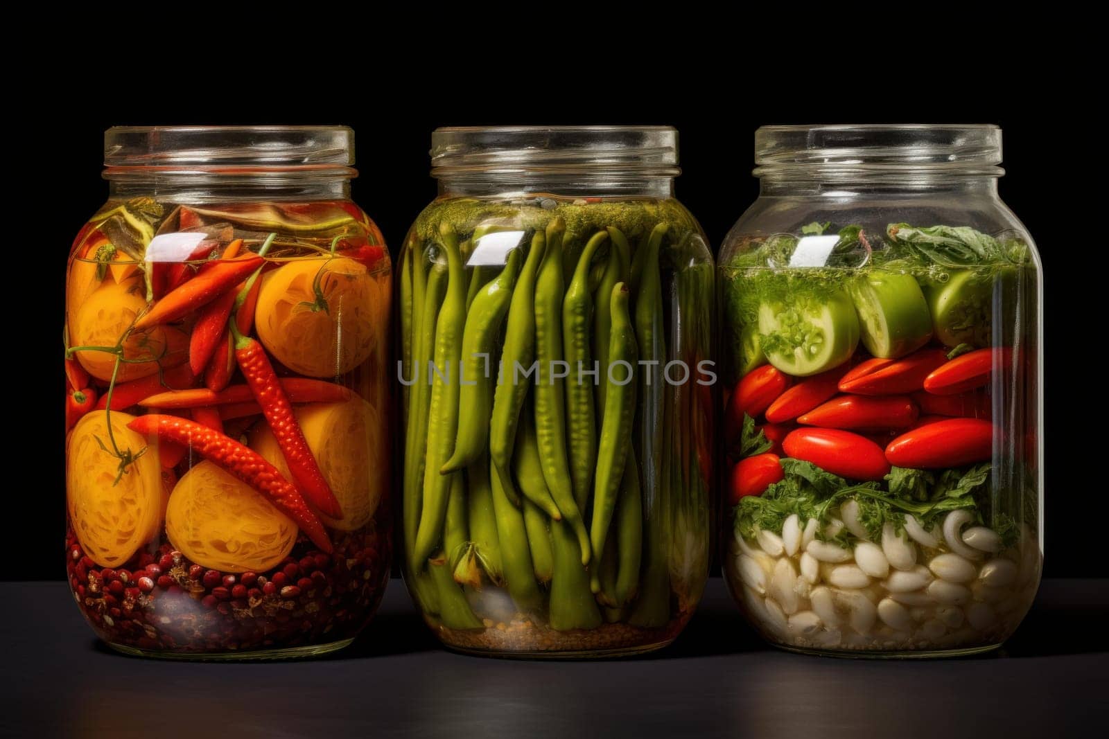 Tangy Pickled vegetables jar. Canned product. Generate Ai
