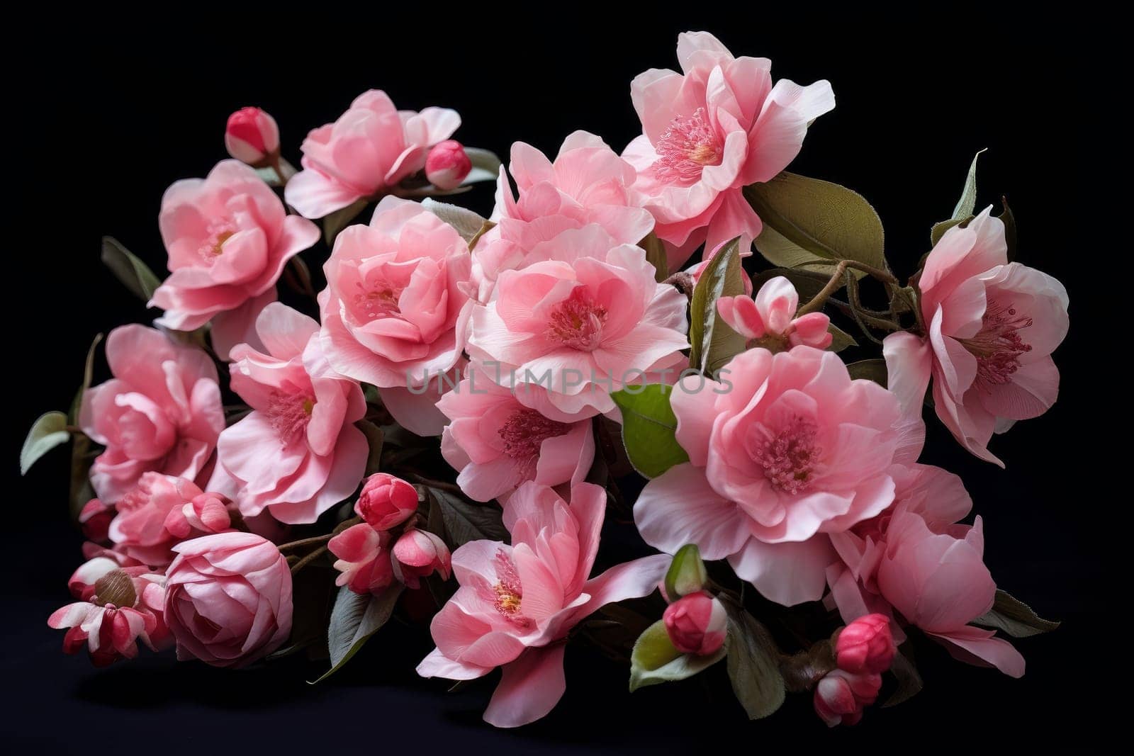 Pink flowers dahlias bouquet. Spring deep. Generate Ai