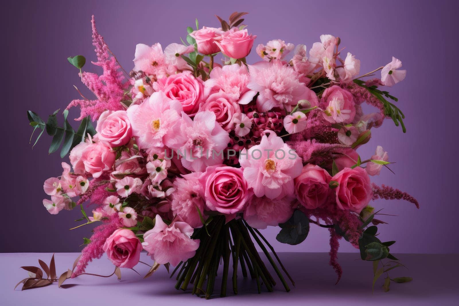 Radiant Pink flowers dahlias bouquet. Spring deep. Generate Ai