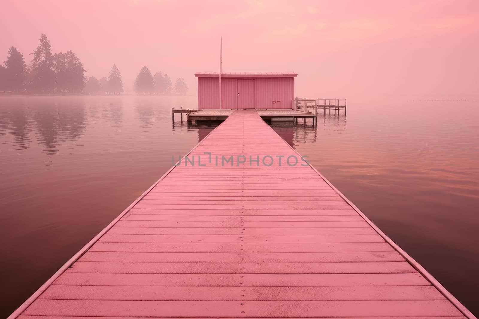Pink boat. Nature space ship. Generate Ai