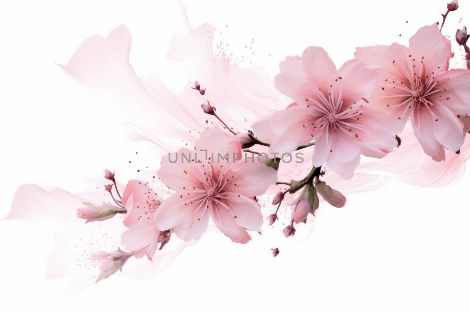 Striking Pink flowers transparent. Botanical nature. Generate Ai