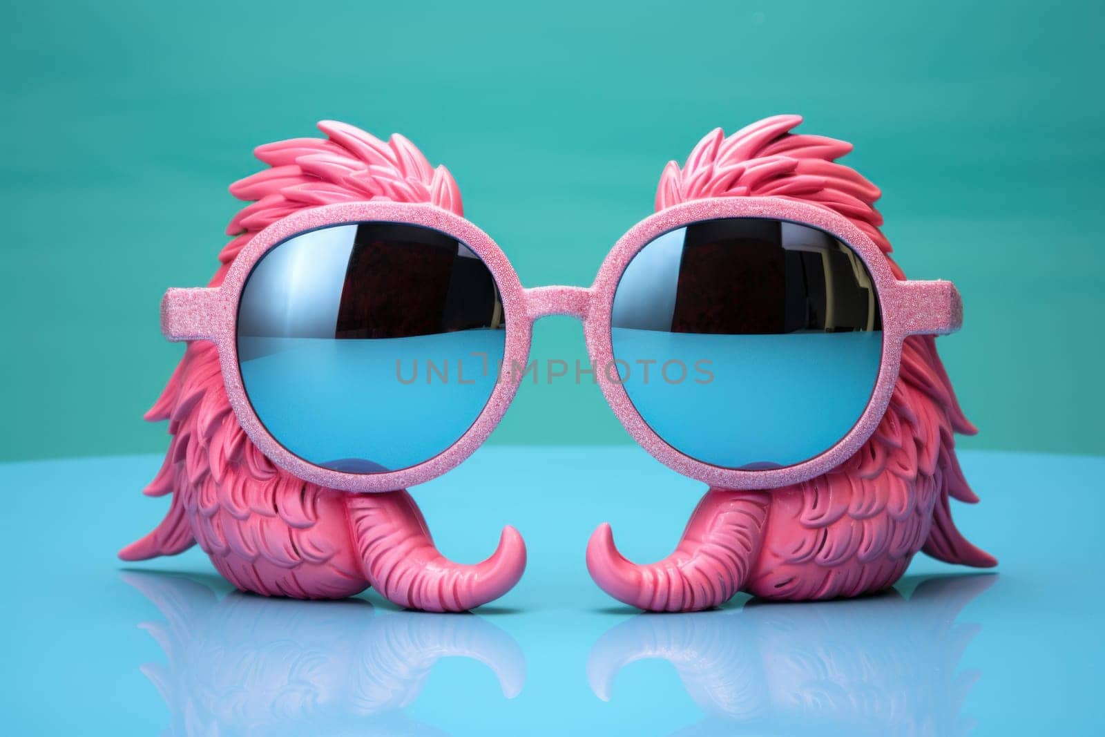 Charismatic Pink flamingo sunglasses. Safari wild. Generate Ai