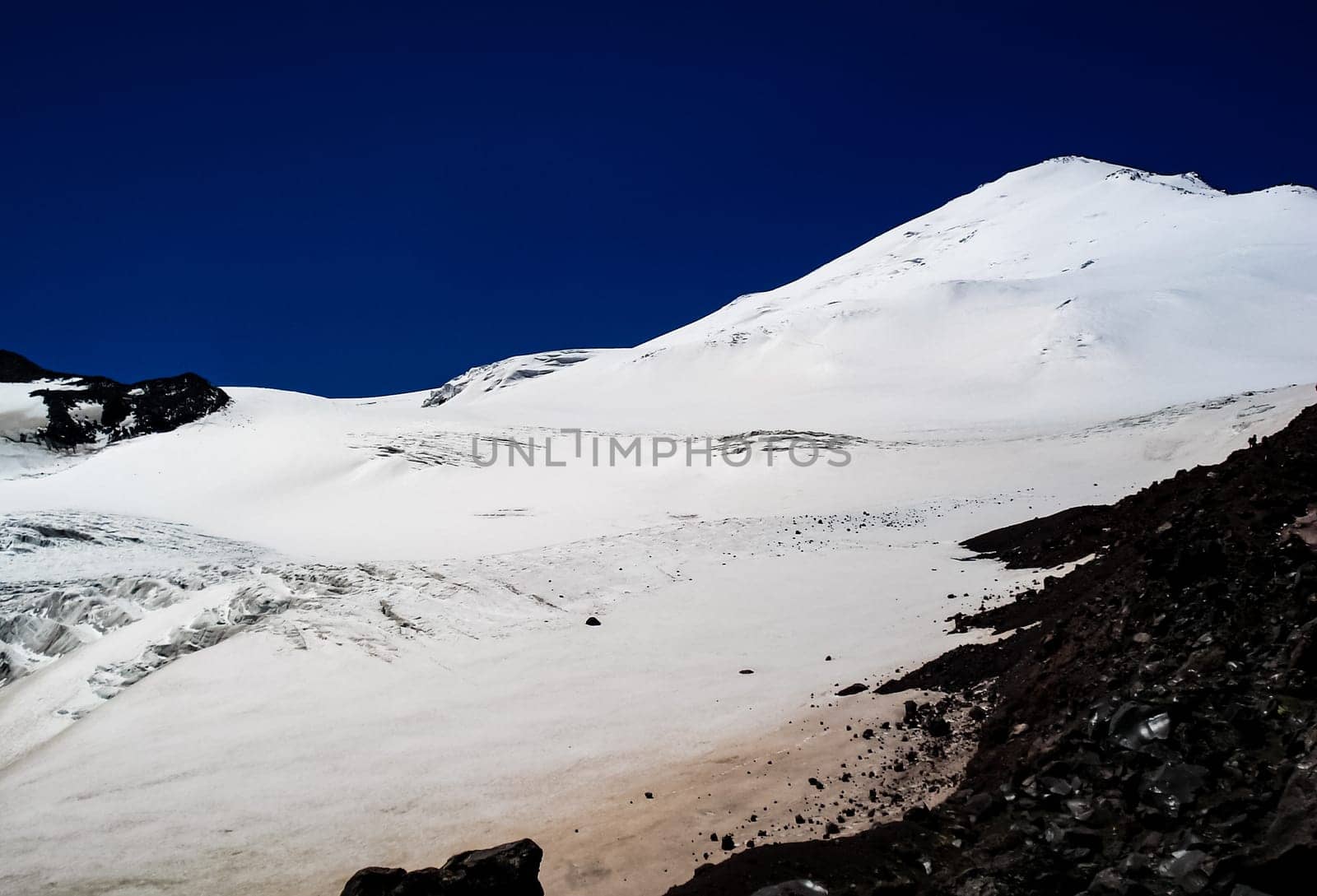 Mountain landscape with snow. Snow in the mountains. Mountain landscape.