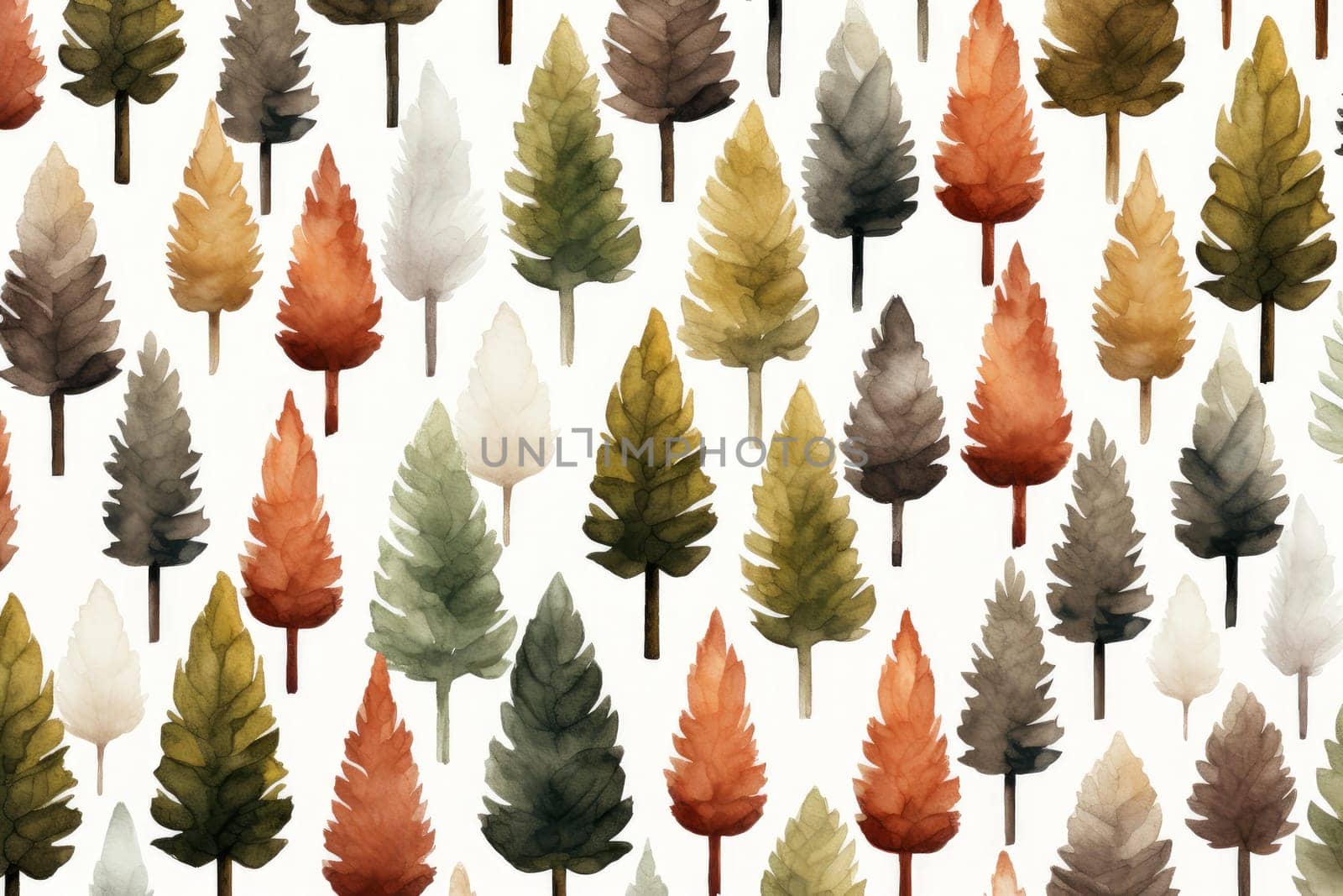 Artistic Forest watercolor pattern. Pattern design paper. Generate Ai