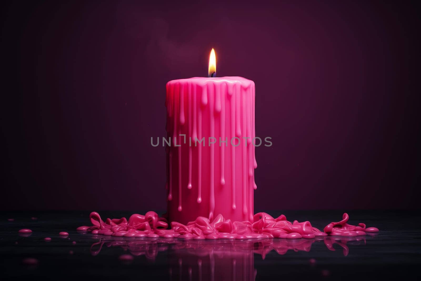 Pink burning candle. Spa candle romance. Generate Ai