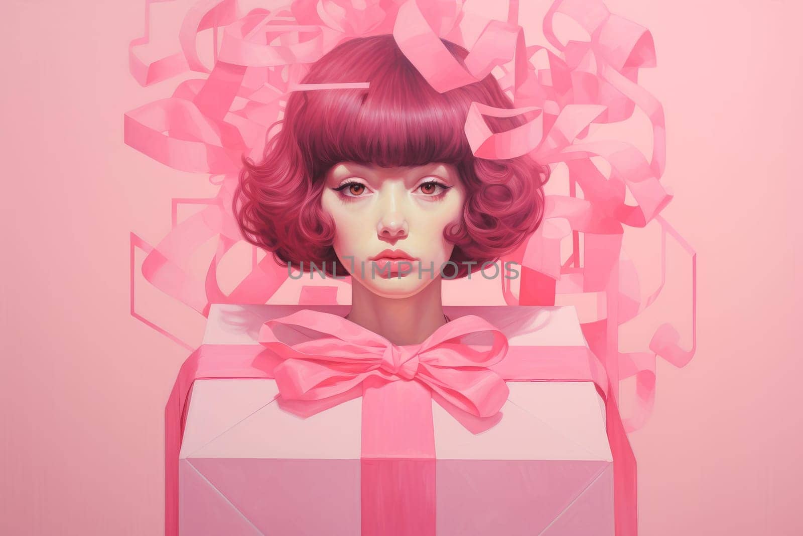 Pink box woman. Fashion strong. Generate Ai