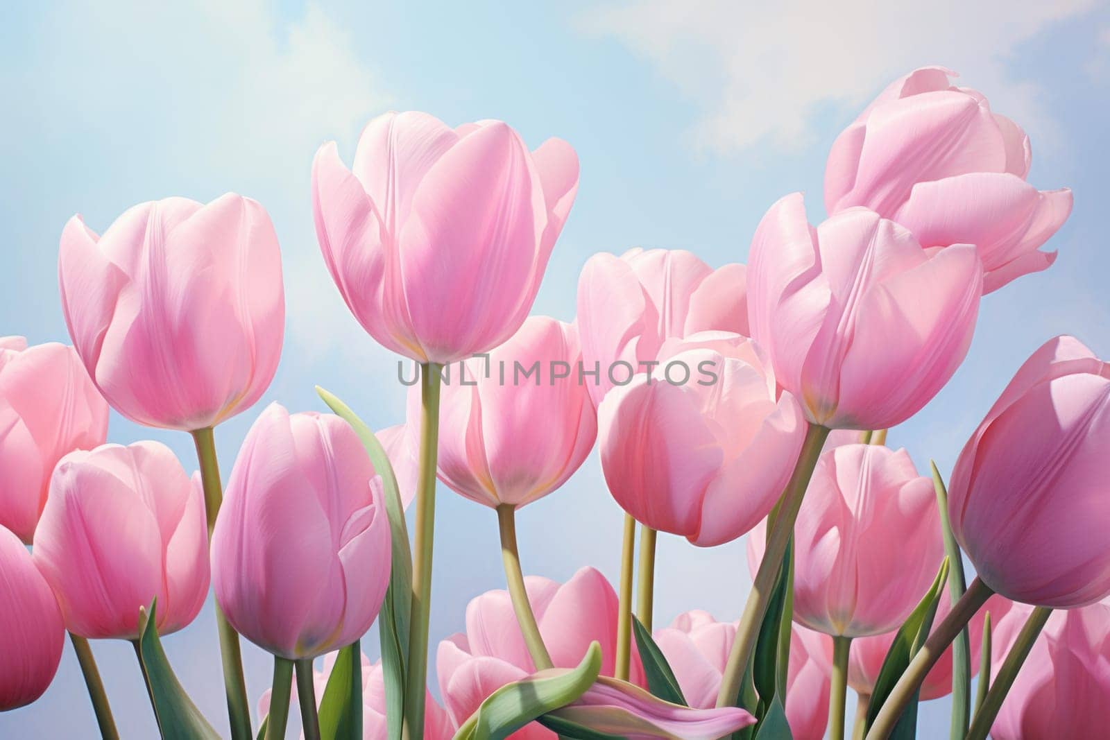 Elegant Pink tulips. Tulip flower bouquet. Generate Ai