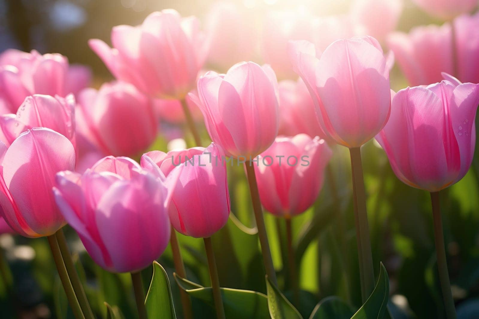 Alluring Pink tulips. Tulip flower bouquet. Generate Ai