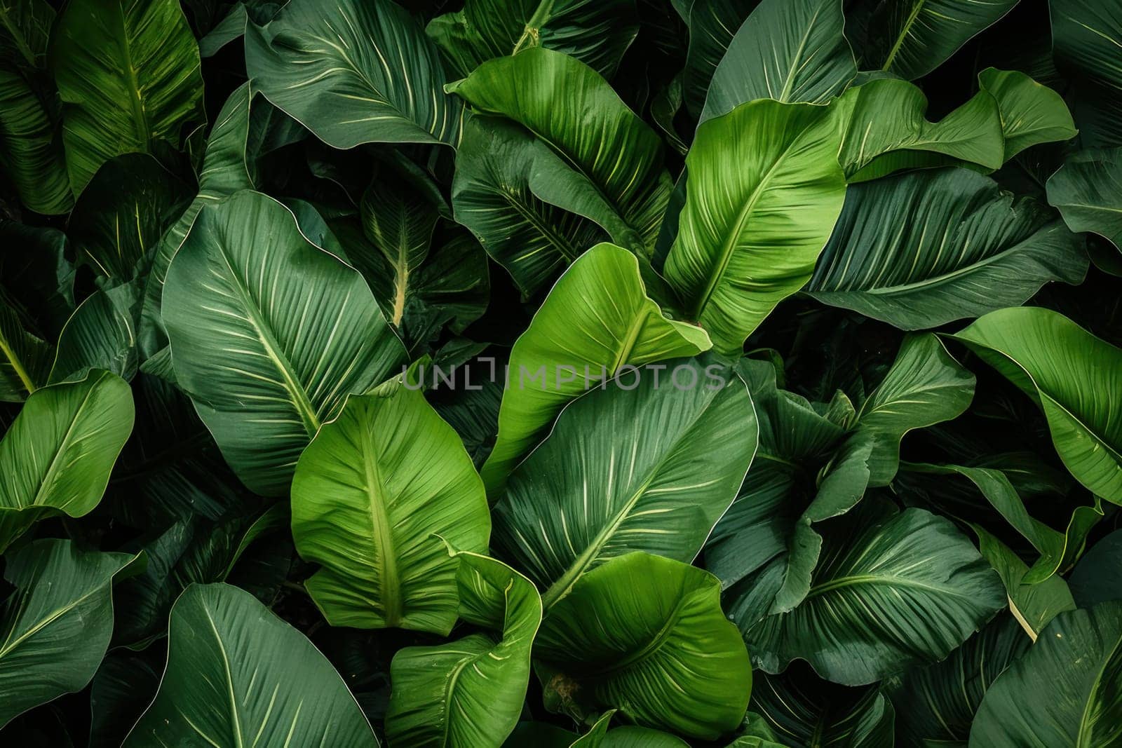 Vibrant Plantain leaves. Medical nature grass. Generate Ai