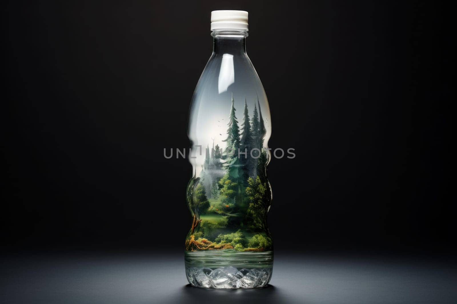 Plastic water bottle. Sea waste. Generate Ai