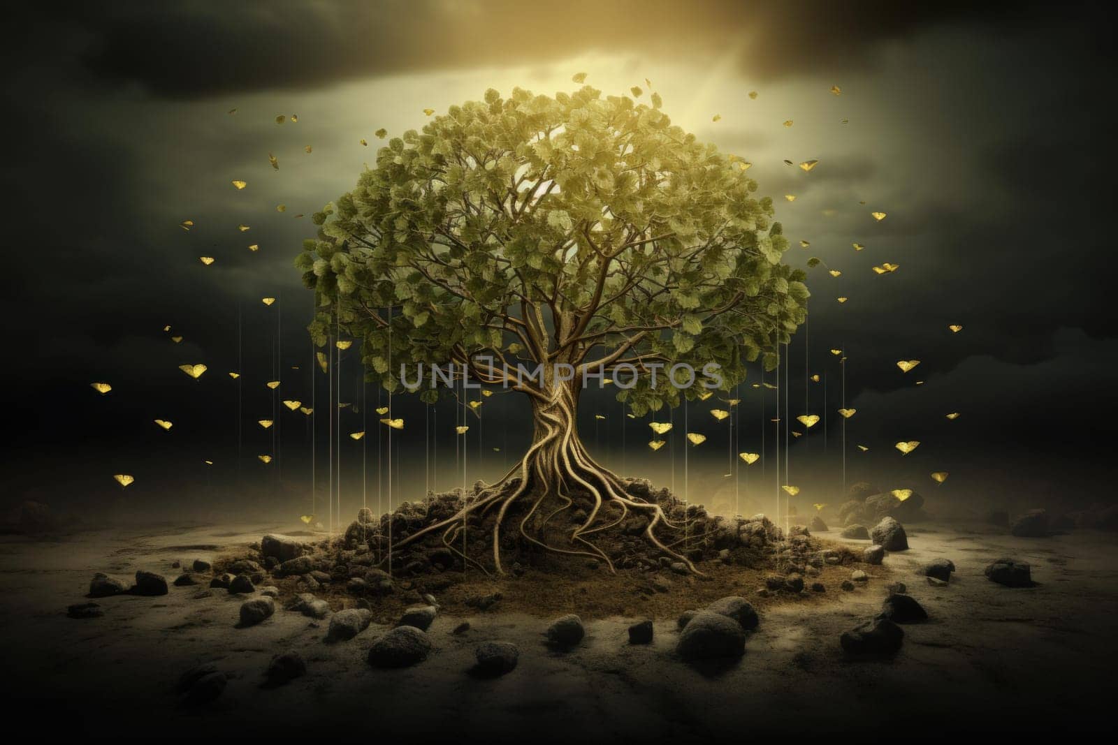Magic book tree. School literature. Generate Ai