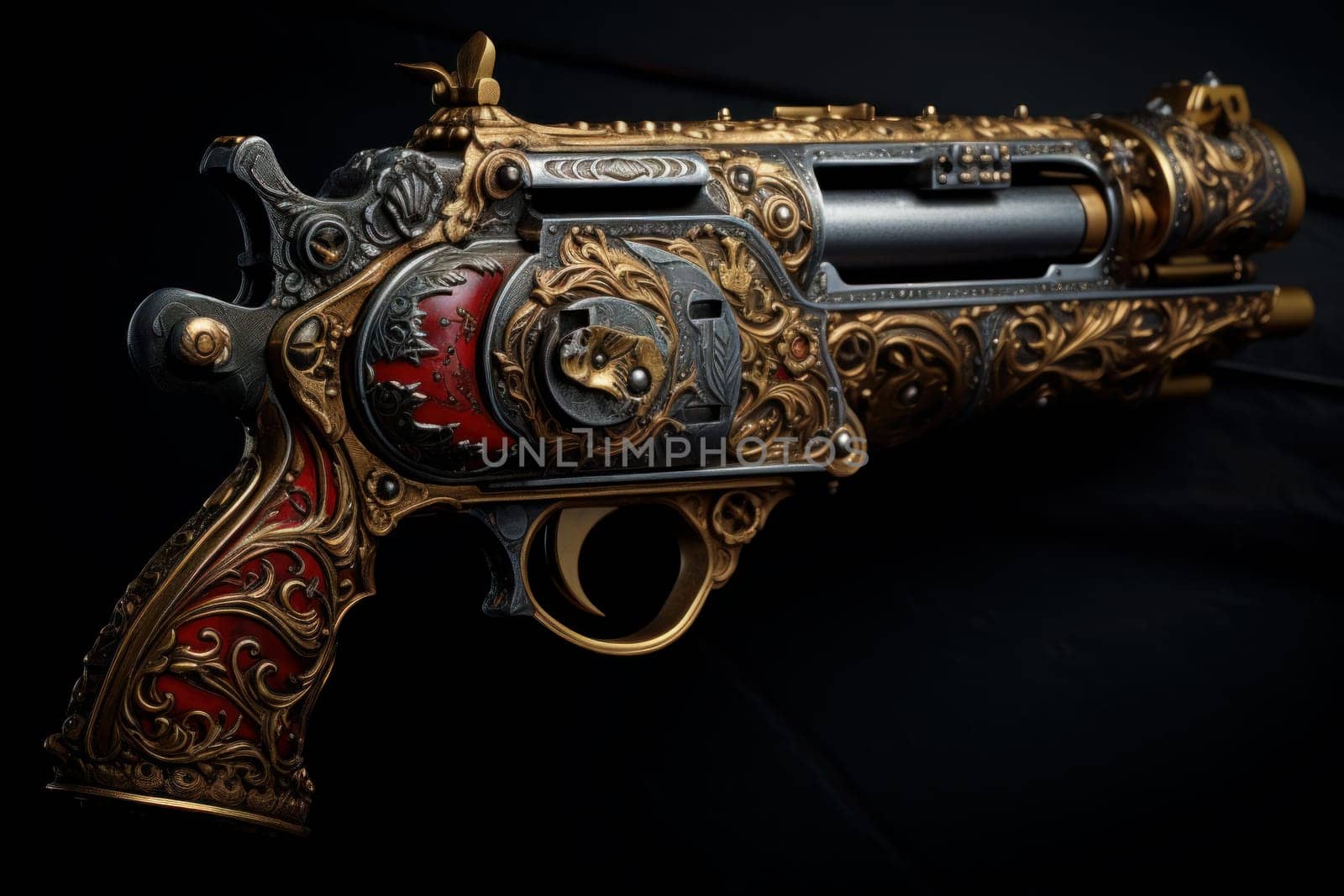 Detailed Pirate gun closeup. Military model. Generate Ai