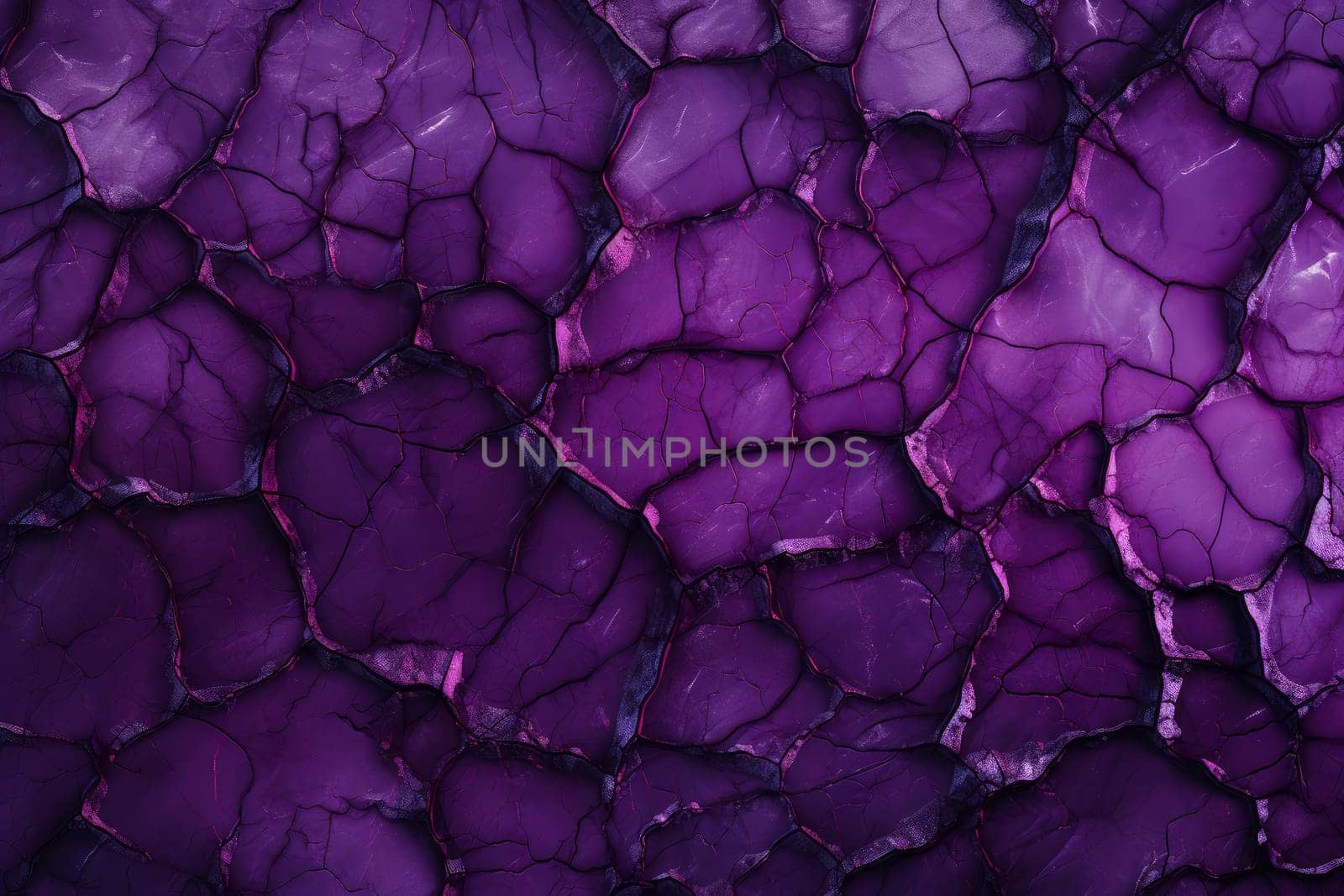 Vibrant Plain magma cracks purple. Eruption fire. Generate Ai