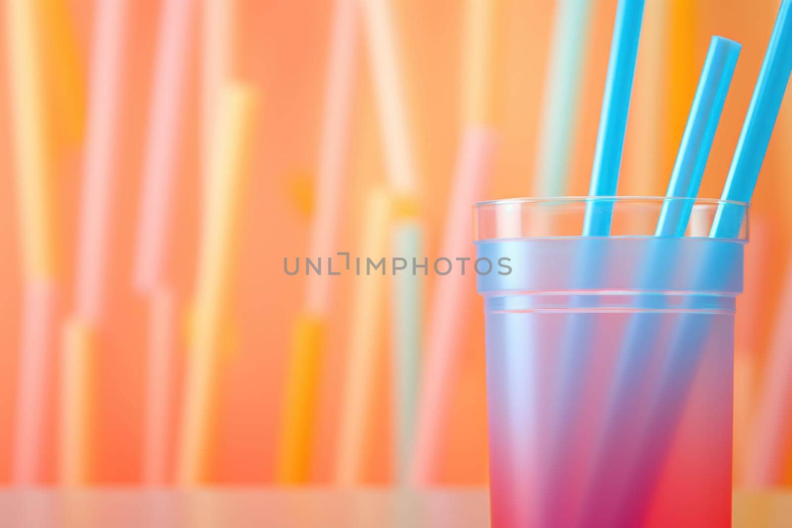 Festive Plastic straw cocktail day vertical banner. Fun design. Generate Ai