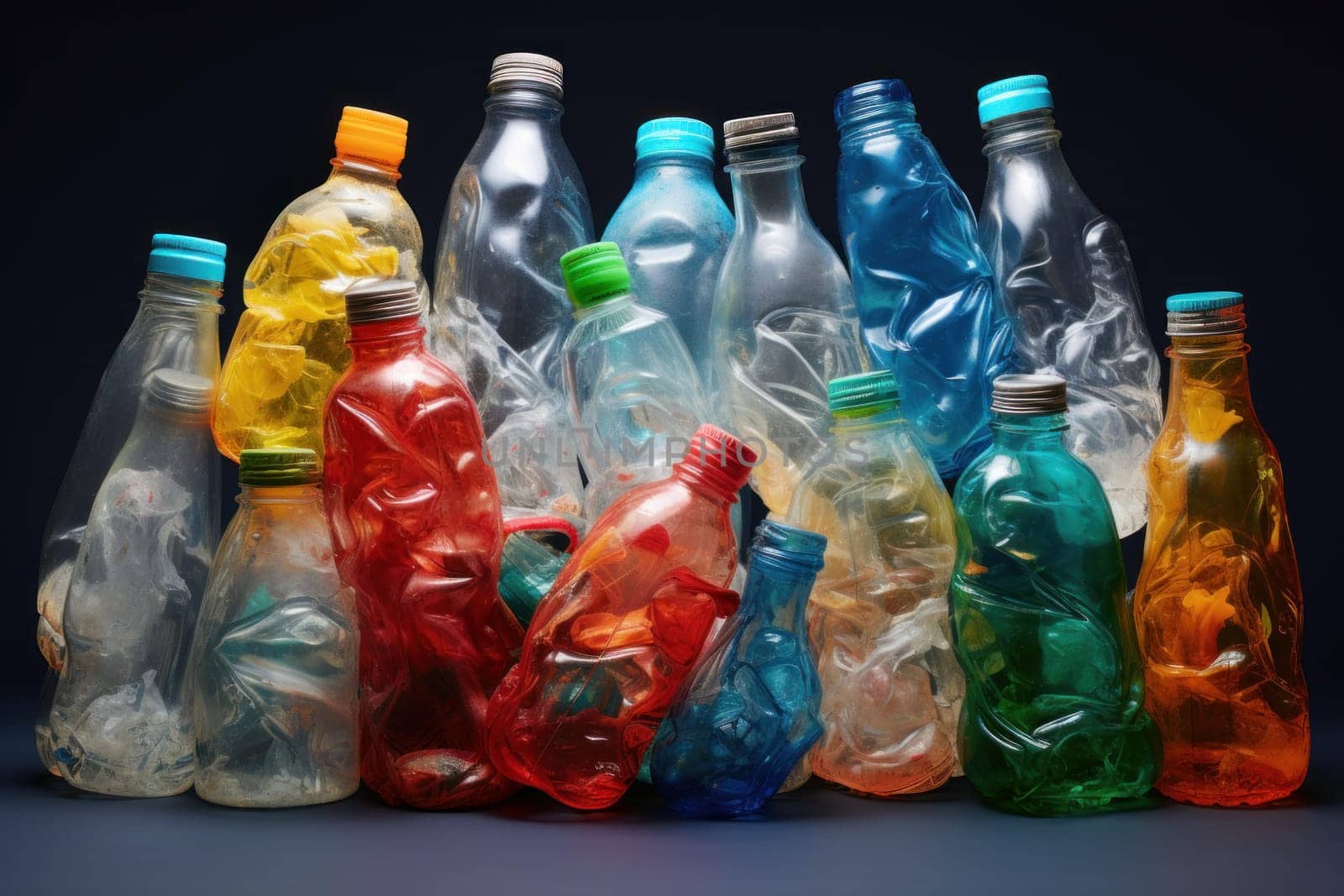 Plastic water bottle waste. Trash beach. Generate Ai