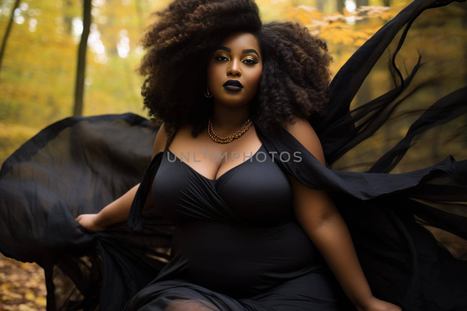 Ambitious Afro american woman. Fashion studio smile. Generate Ai