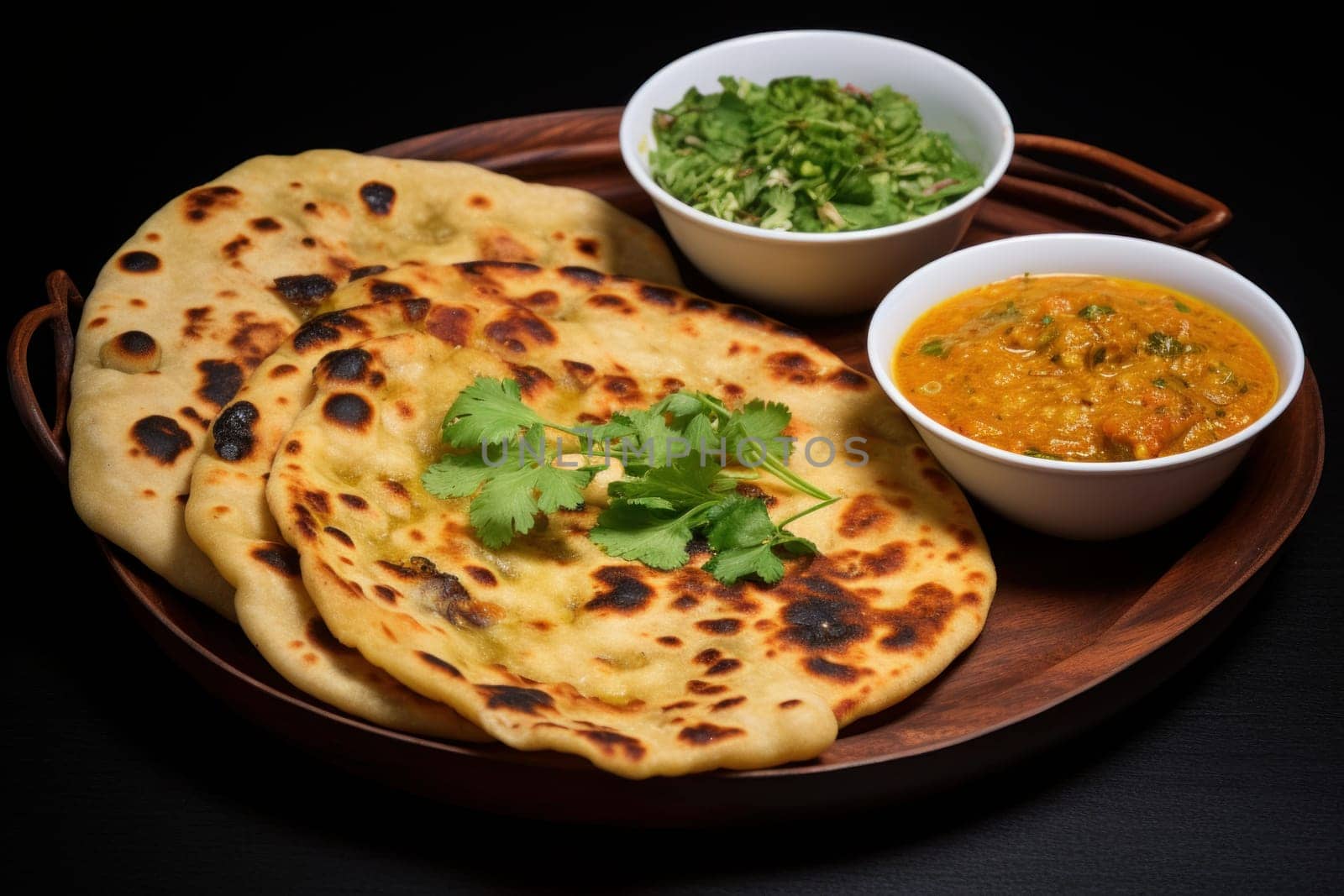 Indian dal naan. Food butter rice. Generate Ai