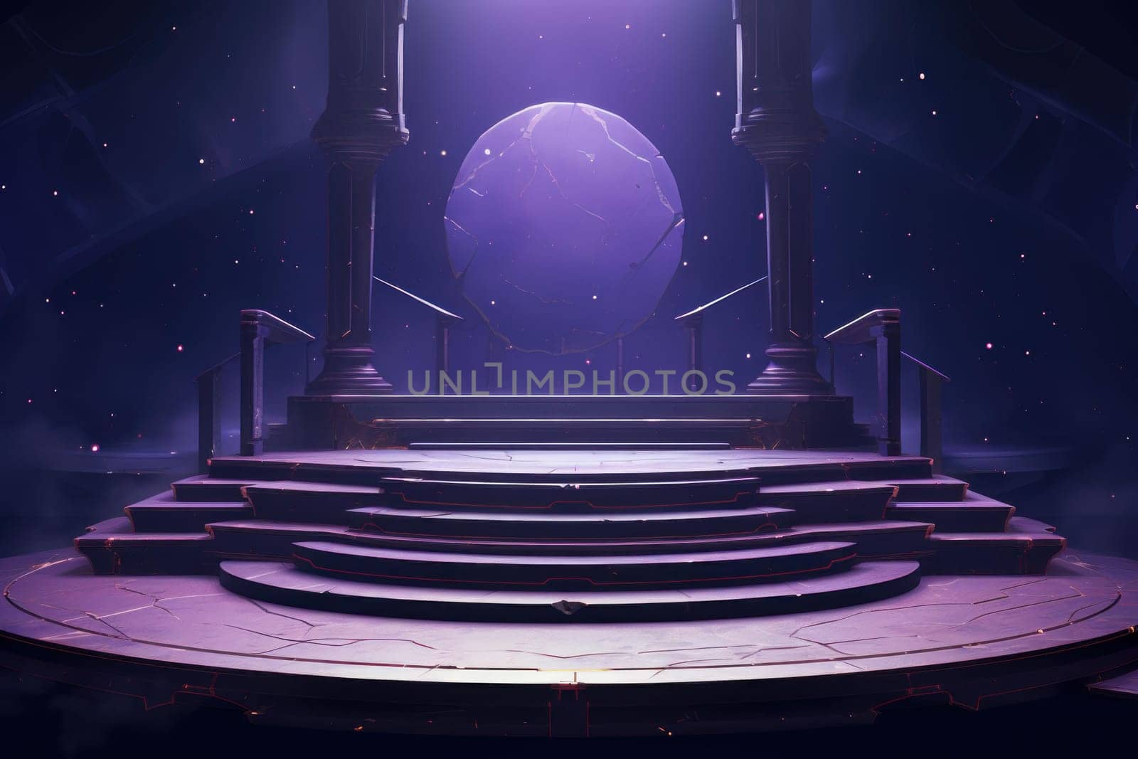 Polished Wood podium stage platform. Scene eco. Generate Ai
