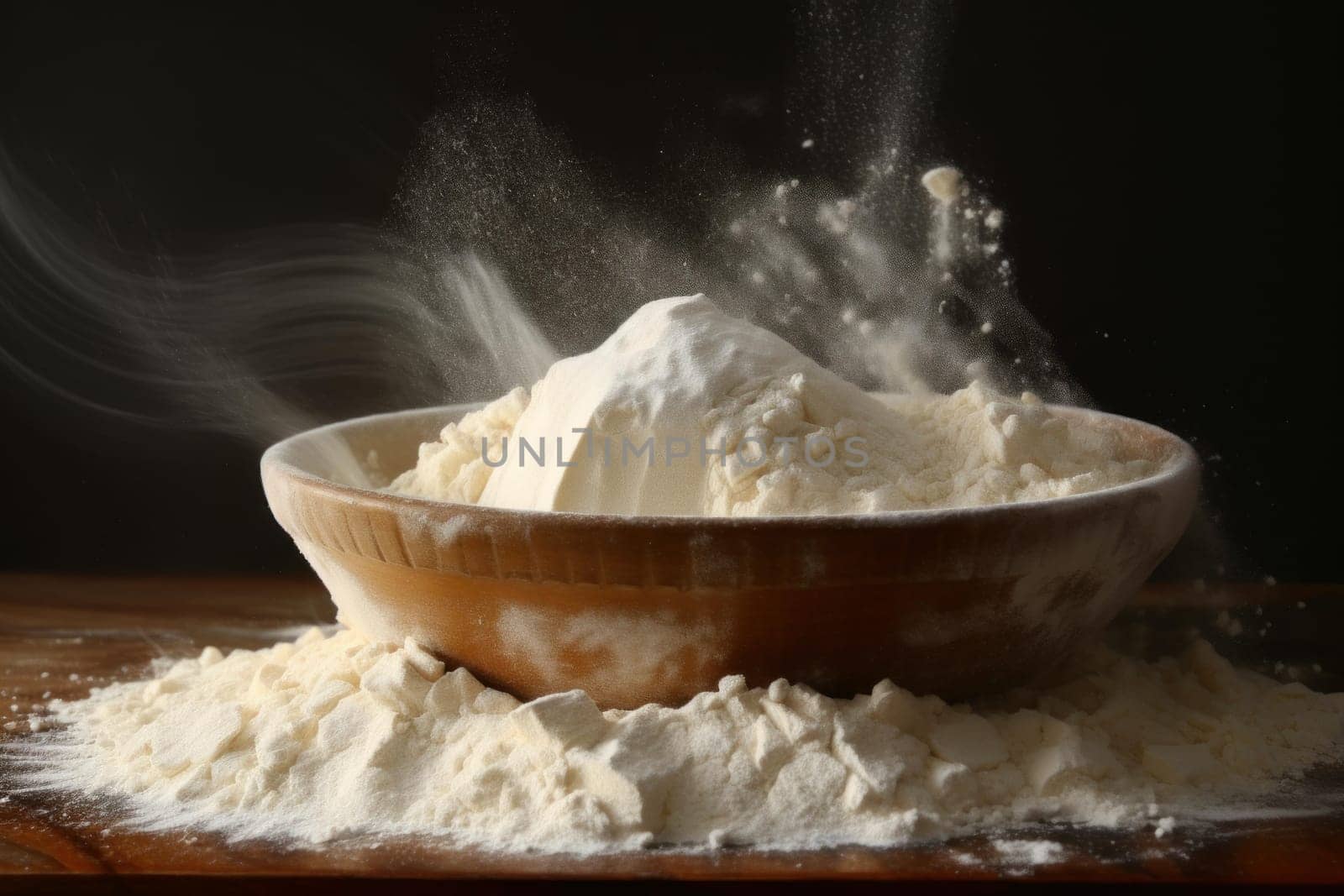 Plate flour. Baking food wheat. Generate Ai