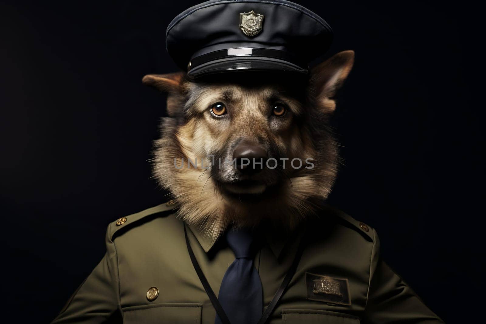 Protective Policeman dog at street. City service. Generate Ai
