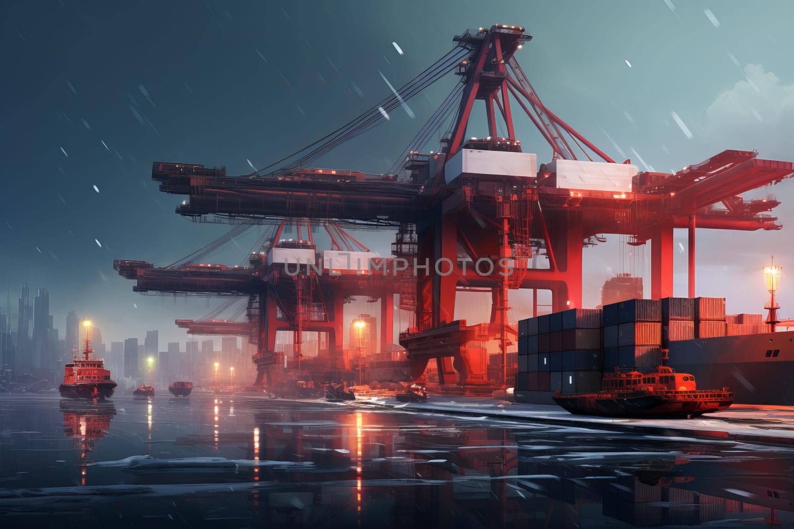 Grain deal port. Cargo food. Generate Ai