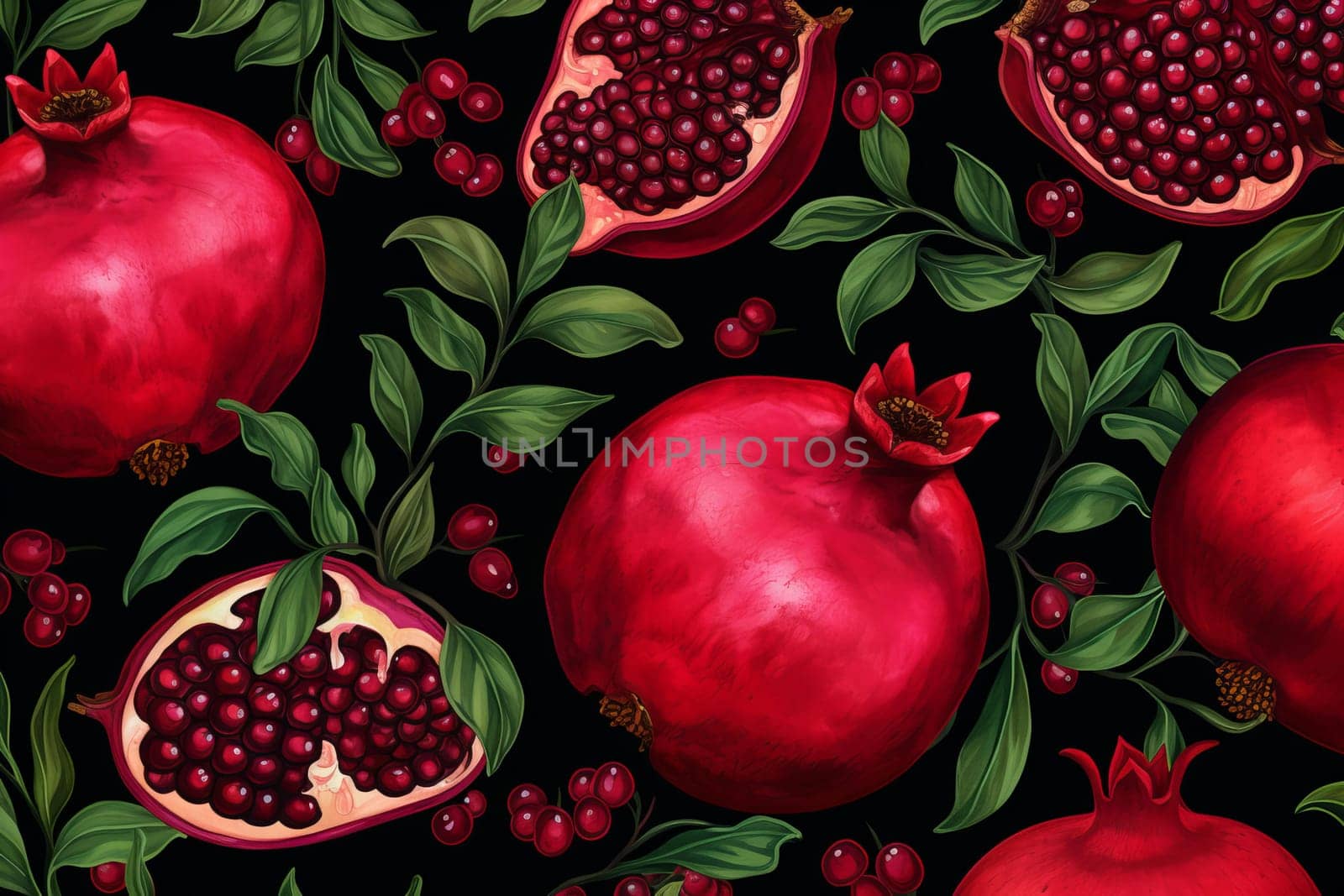 Pomegranate background. Sweet vitamin fruit. Generate Ai