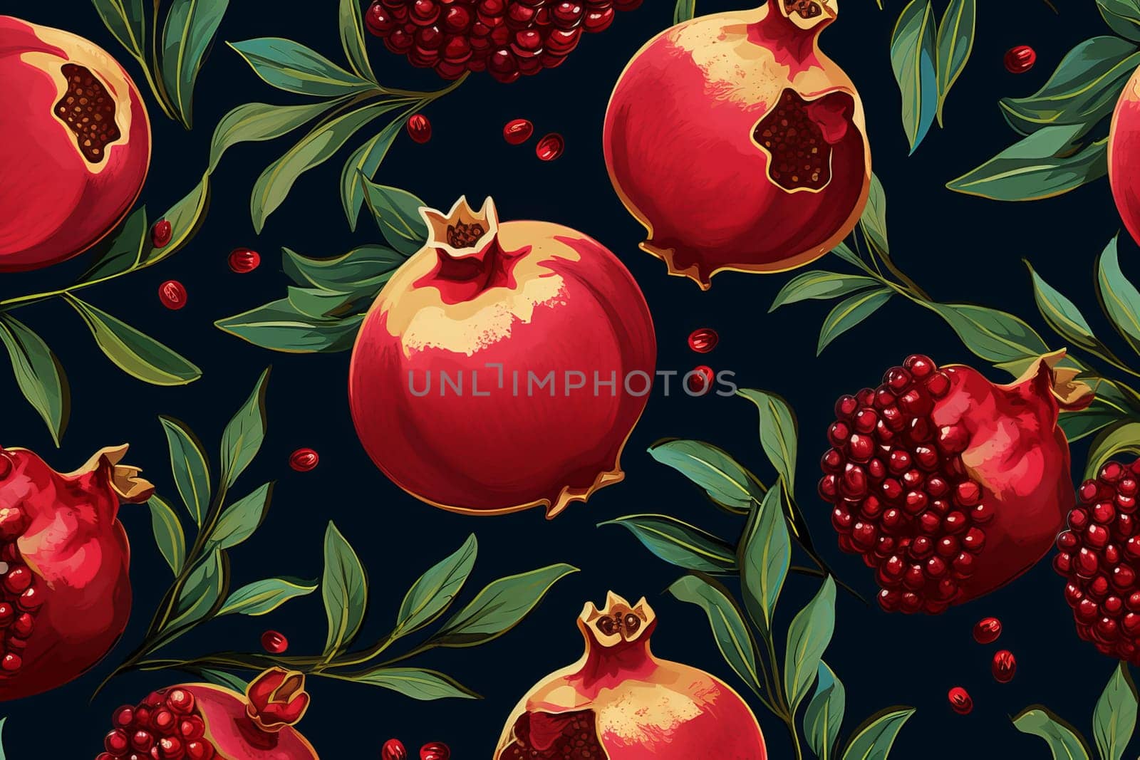 Textured Pomegranate background. Sweet vitamin fruit. Generate Ai