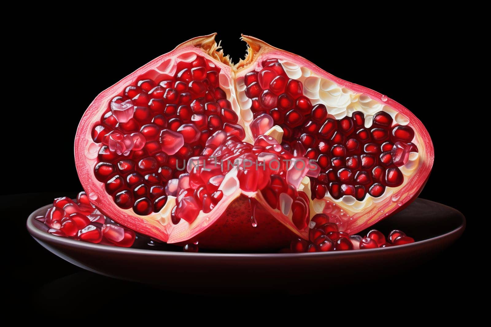 Tangy Pomegranate slice. Organic dessert fruit. Generate Ai