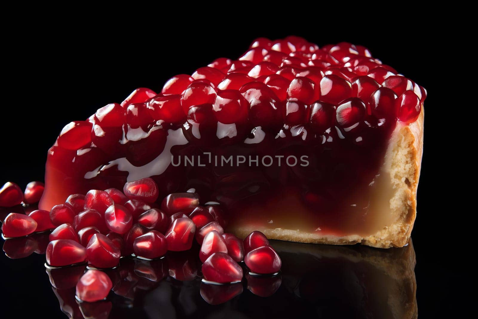 Crisp Pomegranate slice. Organic dessert fruit. Generate Ai