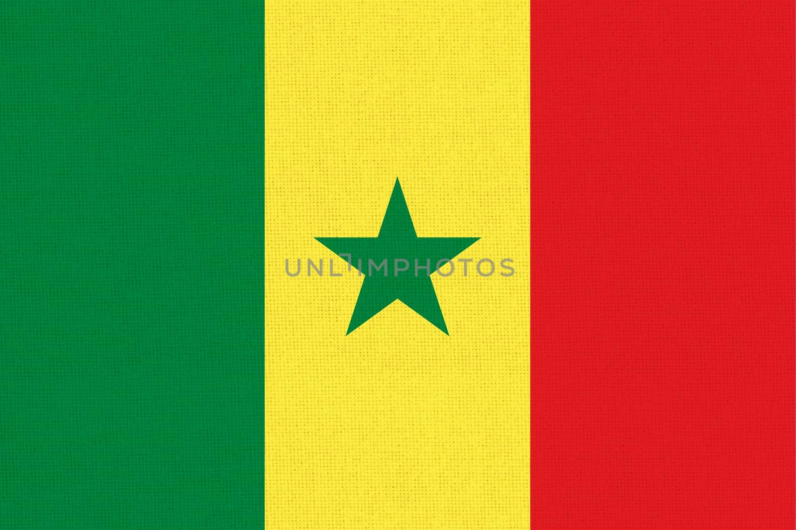 Flag of Senegal. Senegal flag on fabric surface. Fabric Texture. National symbol. Republic of Senegal. African country. Senegal flag illustration