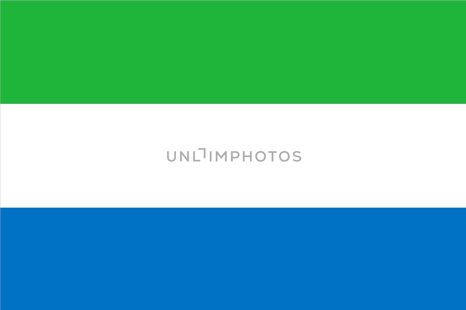 Flag of Sierra Leone. Sierra Leone flag on fabric surface. Fabric texture. National symbol of Sierra Leone on patterned background. Republic of Sierra Leone. African country. illustration