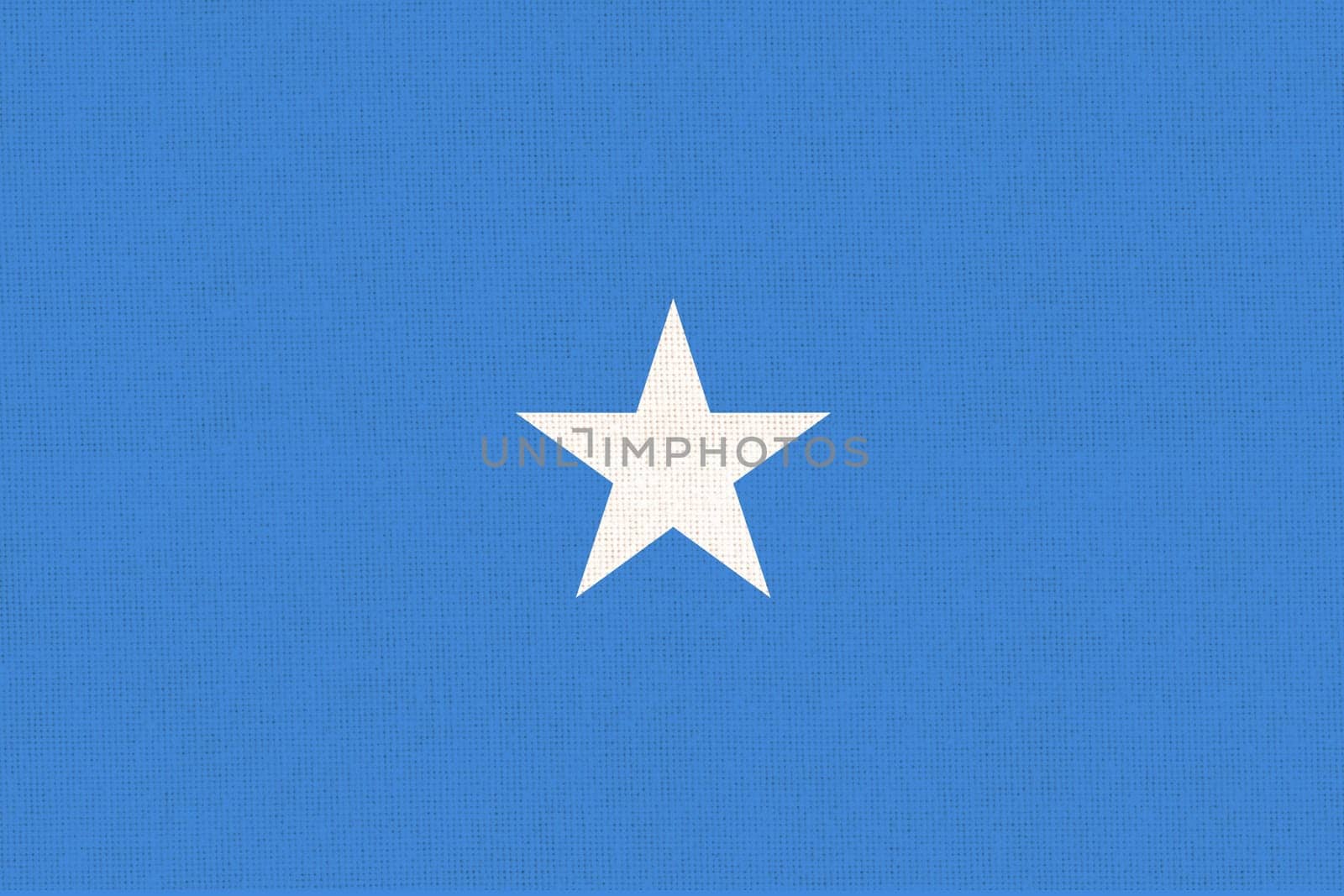 Flag of Somalia. Somali flag on fabric surface. Fabric texture. National symbol. Federal Republic of Somalia. African country. 3D illustration