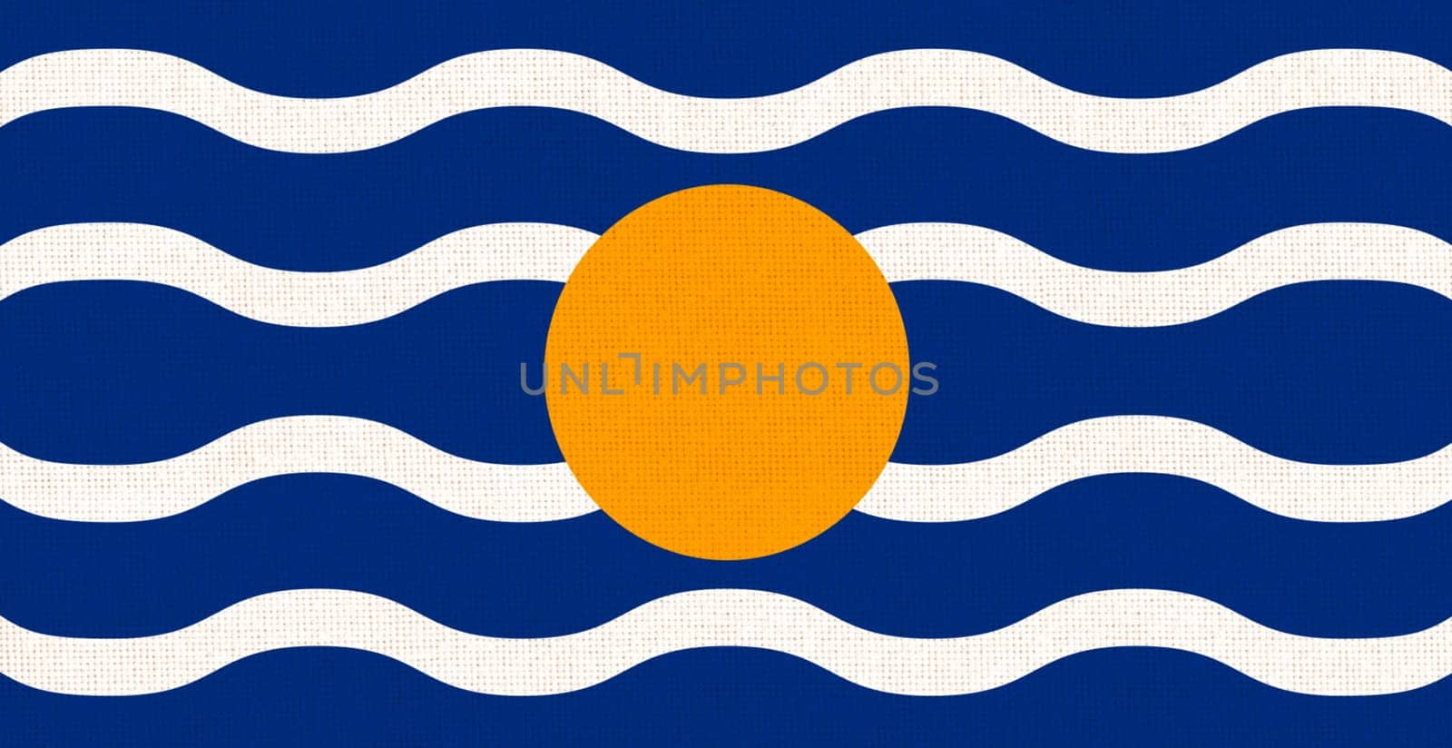 Flags of West Indies. West Indian flag on fabric surface. National symbol of West Indies. Territory in the Caribbean