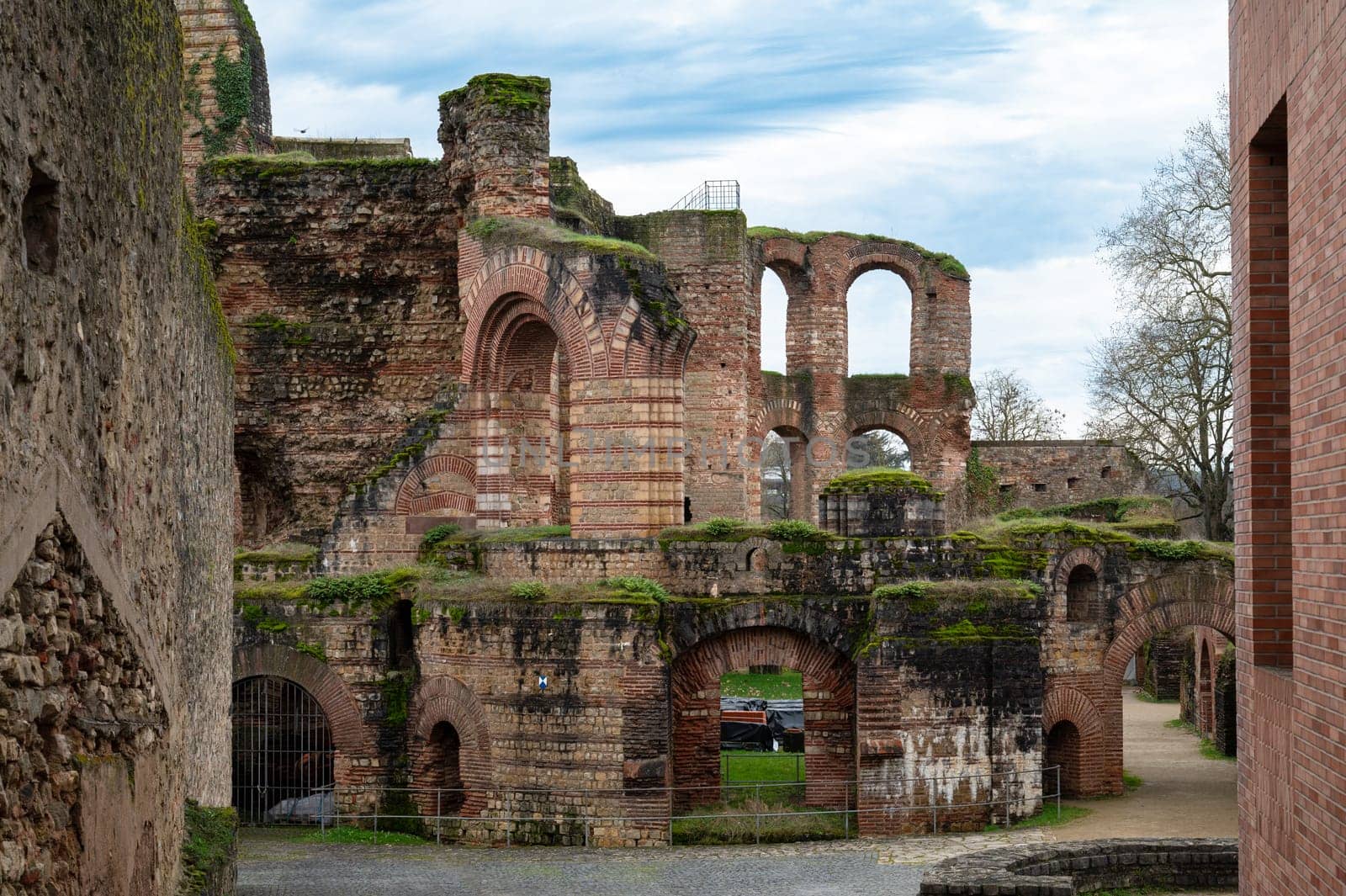 Imperial Baths in the roman city of Trier, ancient ruin Kaiserthermen, Moselle valley, Rhineland palatinate in Germany, UNESCO World Heritage