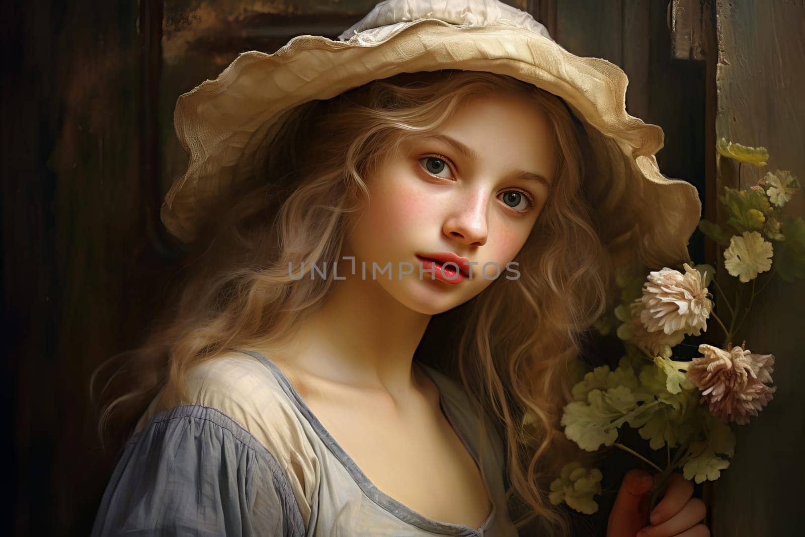 Radiant Portrait of positive European girl. Happy glamorous lady. Generate ai